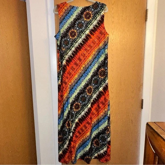 Chico’s Multicolor Sunburst Rainbow Sleeveless Maxi Dress | Size XL - Picture 6 of 9